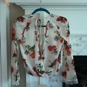 TOBI Open Back Bell Sleeve Blouse